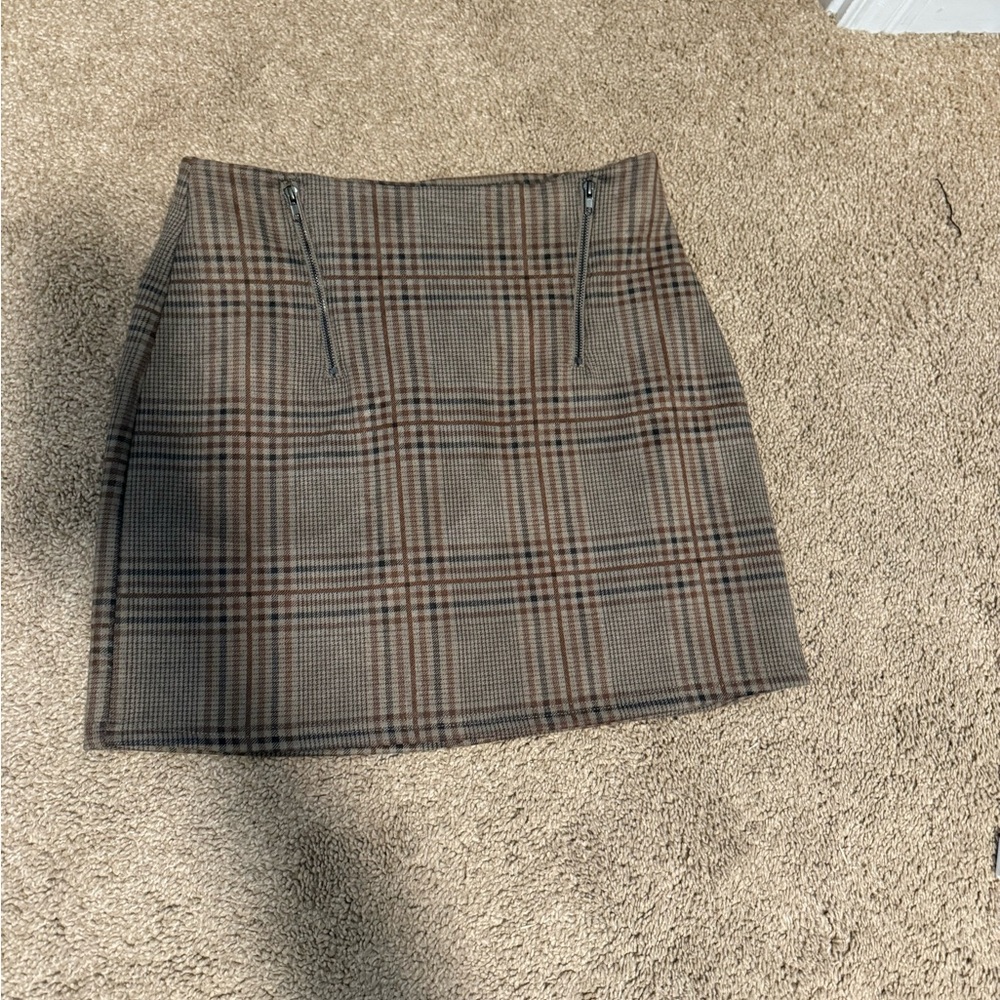 VICI Plaid Brown Skirt